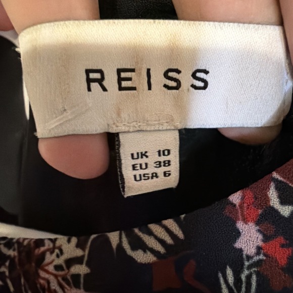 REISS Womens Floral Sleeveless Fit and Flare Mini Dress‎ Black Red USA 6 - Picture 5 of 8